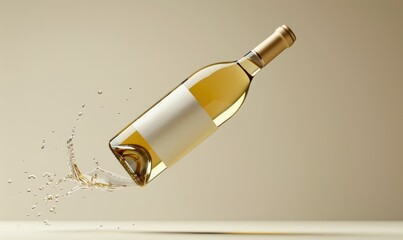 Flying bottle of wine
