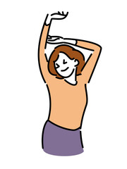 Fototapeta premium 両手を上にあげて伸びをする女性png