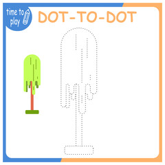 children's educational game. logic game. handwriting training. coloring by numbers. tree, gardener, summer