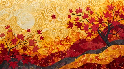 Autumn maple leaves set pattern poster background