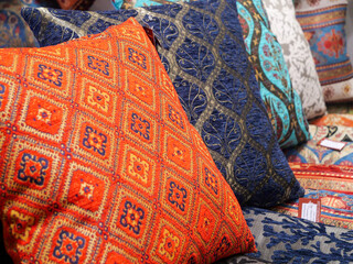 Moroccan Pillows and Fabrics - Journey to Exotic Elegance: Moroccan Pillows and Fabrics Infuse Your...