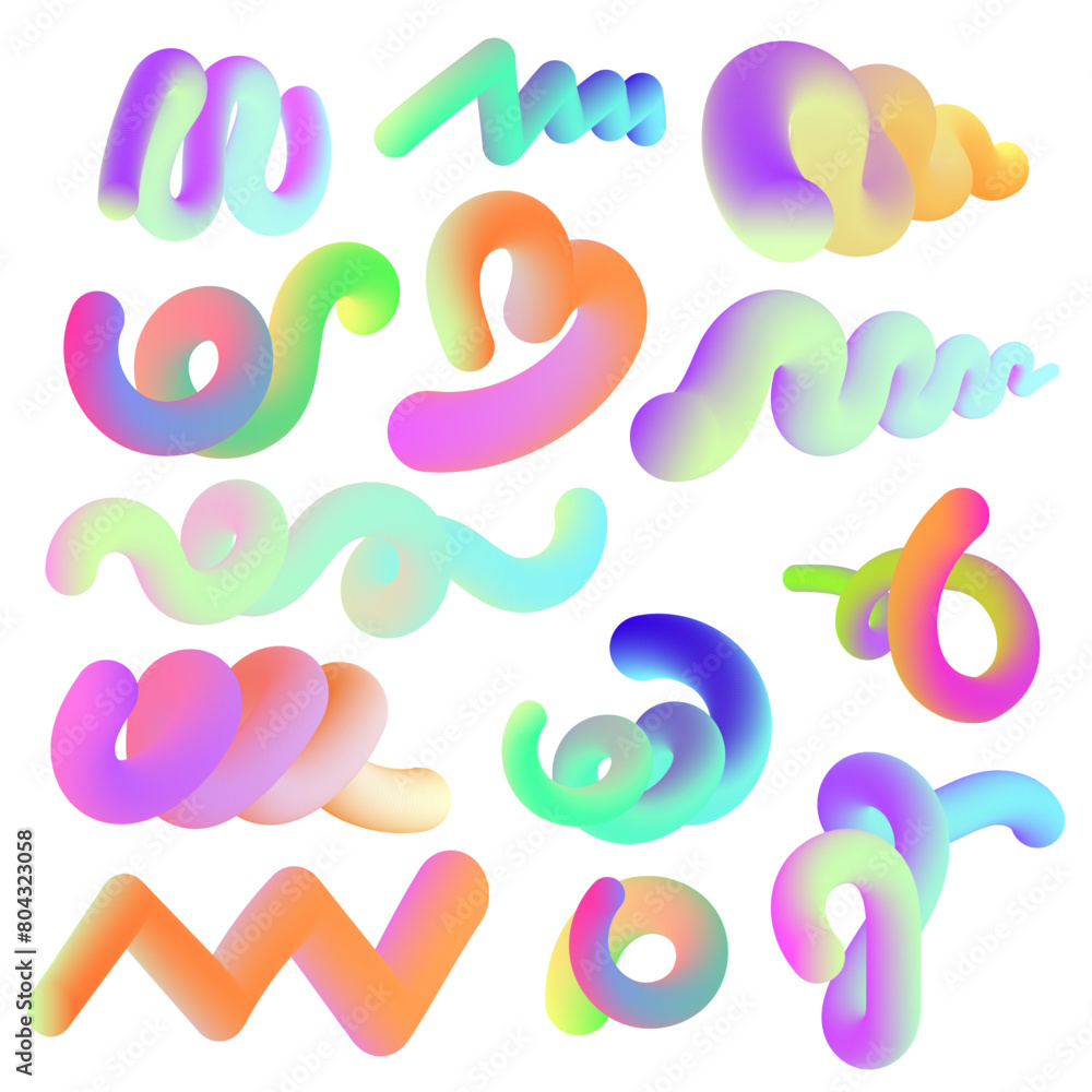 Poster fluid gradient blend curve.smooth abstract shapes with vibrant gradients set of elements for designs