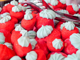 Strawberry Sweets and Candy Close up - Indulge in the Sweet Avalanche, A Tempting Mountain of...