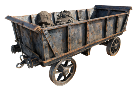 Mining rail cart Isolated on transparent background