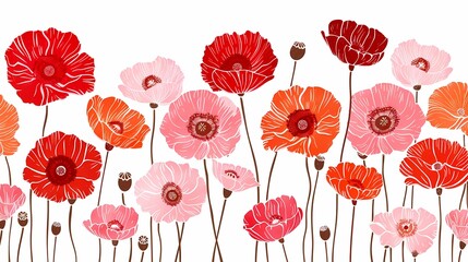 Obraz premium red and pink flowers illustration poster background