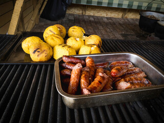 Traditional romanian dishes on a grill - 
