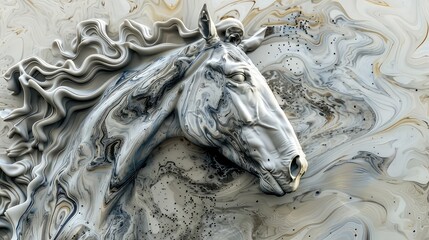 Horse artistic marble effect illustration sculpture picture