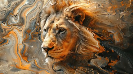 Lion artistic marble effect