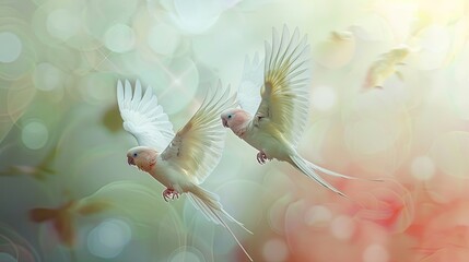 Lovebirds flying artistic marble effect