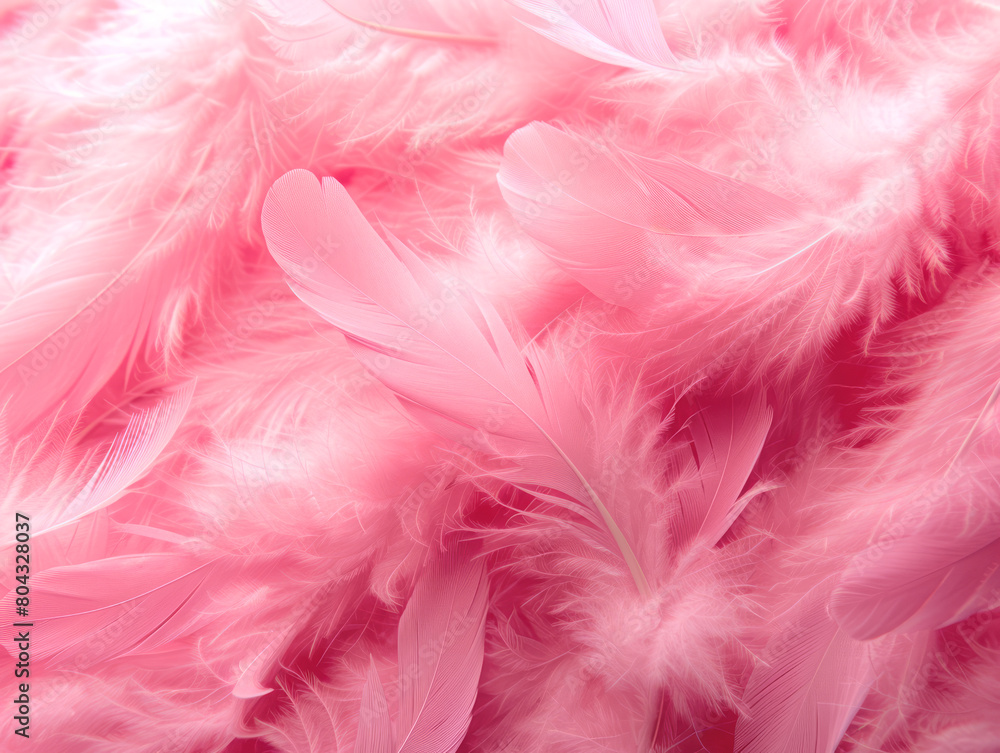 Aufkleber a close-up of fluffy pink feathers on a similar hue background, evoking softness and delicacy, gener