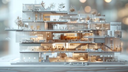A cross section model of a modern office building