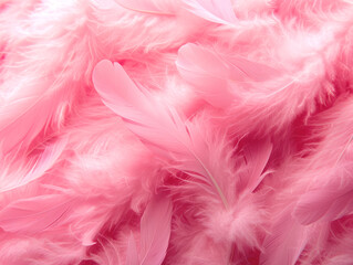 Obraz premium A close-up of fluffy pink feathers on a similar hue background, evoking softness and delicacy, Generative AI. Generative AI