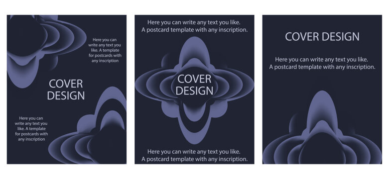 Set Abstract 3D Cover Desing with trend Velvet Gradient Distorted Shapes. Future Dusk 2025 color Posters Collection. Vector can used card Cover Design Template. EPS 10