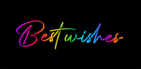 Best wishes written with colorful lines on black background.
