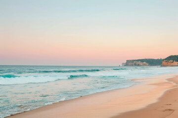 Sunset, Blue sea and blue sky with clouds nature background, Peaceful Beach Scenes for Summer Getaways