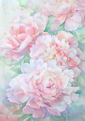 A watercolor painting of pink peonies.