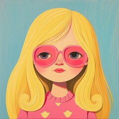 Girl in Pink Sunglasses Painting
