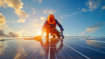 A man working on a solar panel.