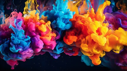 Obraz premium Colorful ink swirling through water