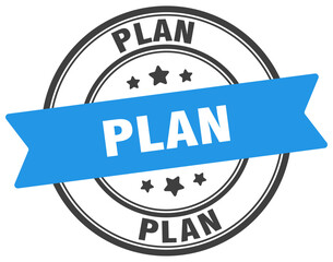 plan stamp. plan label on transparent background. round sign