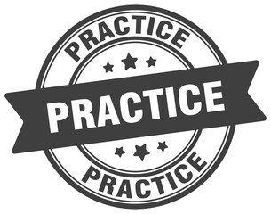 practice stamp. practice label on transparent background. round sign