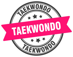 taekwondo stamp. taekwondo label on transparent background. round sign