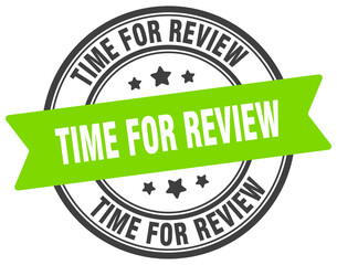 time for review stamp. time for review label on transparent background. round sign