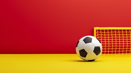 Fototapeta premium A soccer ball is shown in the middle of a black and yellow striped background