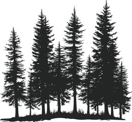 Pine trees silhouette vector