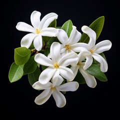 Cluster of White Flowers and Green Leaves