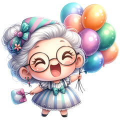  Cute Grannies Clipart, Watercolor Funny Old Lady Clipart, Granny Birthday PNG, Mothers Day Clipart, Mom Clipart PNG, Gift for Grandmother