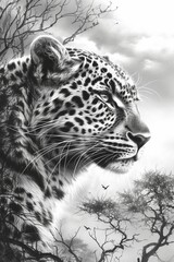 Majestic Leopard in Monochrome