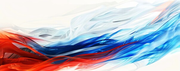 Vibrant abstract representation of the Russian flag with flowing colors