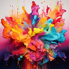 Intense color eruption in a contemporary art piece, showcasing a spectrum of emotions through unleashed hues