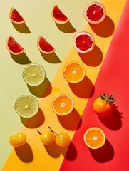 Colorful Culinary Diagonal Food Arrangement in Advertising Style