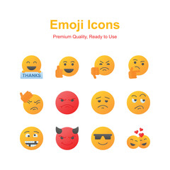 Cute facial expressions, set of emoticons icons, trendy design style