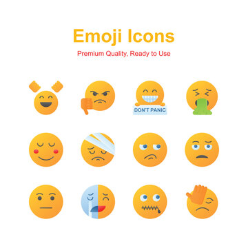 Cute emoji expressions, emoticons icons set