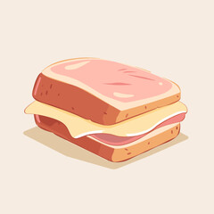 A cartoon drawing of a ham and cheese sandwich