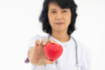 Asian woman and research Medical professional, face and surgeon in hospital for healthcare on white background.