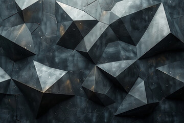 Sleek black background setting the stage for intricate geometric shapes, exuding a sense of mystery and elegance.