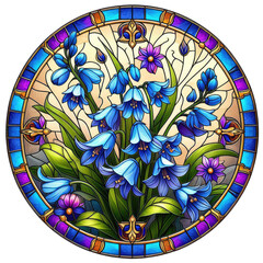 Stained Glass Spring Flowers Clipart