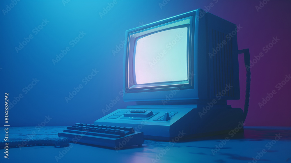 Fototapete a 3d animated loop of a 90s computer booting up