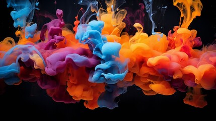 Obraz premium Ink and acrylic colors in water. paint against a black backdrop, the greatest image