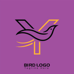 Free Vector Simple and creative bird logo design , combination of Alphabet and bird
