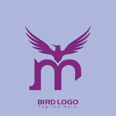 Obraz premium Free Vector Simple and creative bird logo design , combination of Alphabet and bird 