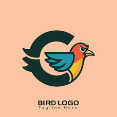 Free Vector Simple and creative bird logo design , combination of Alphabet and bird
