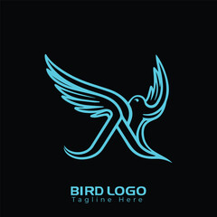 Obraz premium Free Vector Simple and creative bird logo design , combination of Alphabet and bird 