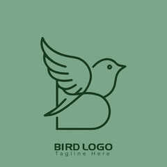 Free Vector Simple and creative bird logo design , combination of Alphabet and bird
