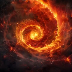 An illustration of a Magma whirlpool/whirlwind in the center of the Earth, background, screensaver, backdrop, scientific concept