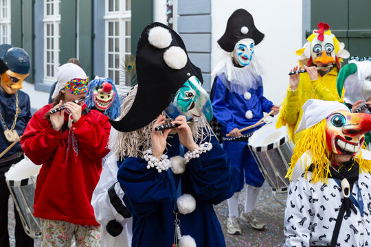 Basel carnival 2024. Piccolo flute players